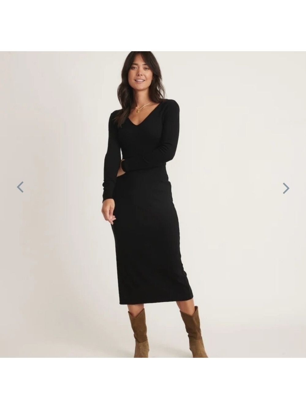 Marine Layer Lexi Rib V Neck Maxi Dress Green - Picture 1 of 5